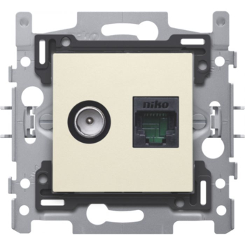 Niko - Prise data coax + RJ45 crème - 65158