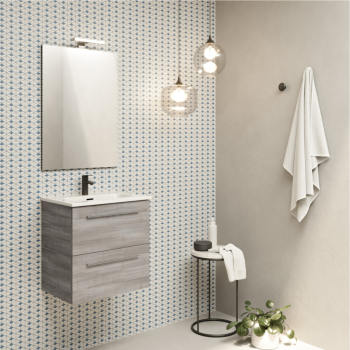 Pack meuble salle de bain Street 50cm avec 2 tiroirs - Gris Sable