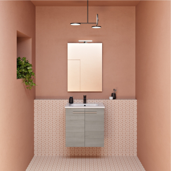 Pack meuble salle de bain Street 50cm avec 2 portes - Gris Sable