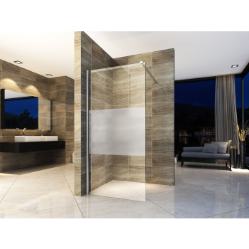 Paroi de douche bande centrale demi mat aloni 8mm