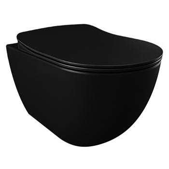 Creavit - Wc suspendu rimoff noir duroplast et siege de toilette